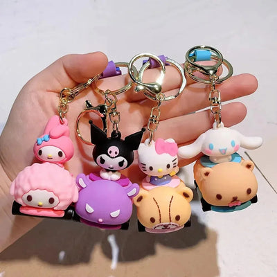 6pcs - new mix design kuromi & kitty Rubber keychain (eff price 35)