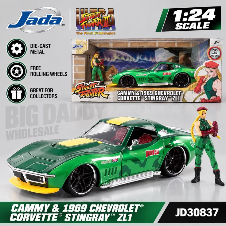 Jada Toys Street Fighter 1969 Chevrolet Corvette Stingray 1:24 Die-Cast Car