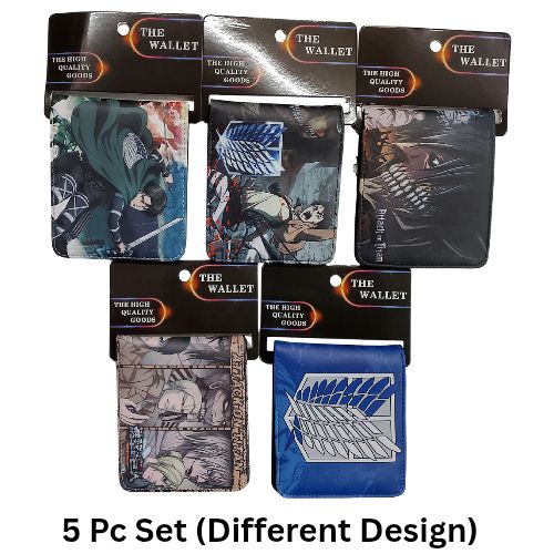 5pcs- Mixed Attack on Tittan Wallets net price 175