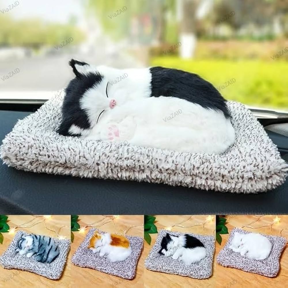 Medium size sleeping cat showpiece Mix colour with music