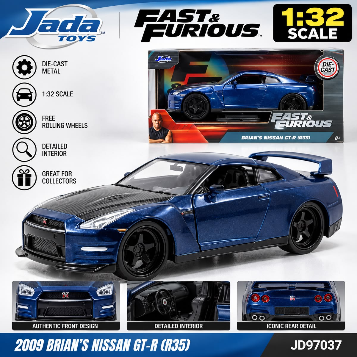 Jada Toys Fast & Furious 2009 Nissan GT-R 1:32 Die-Cast Car
