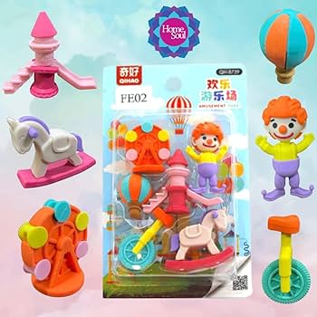 Circus Theme Shape Eraser Pack of 3 (eff price 54)