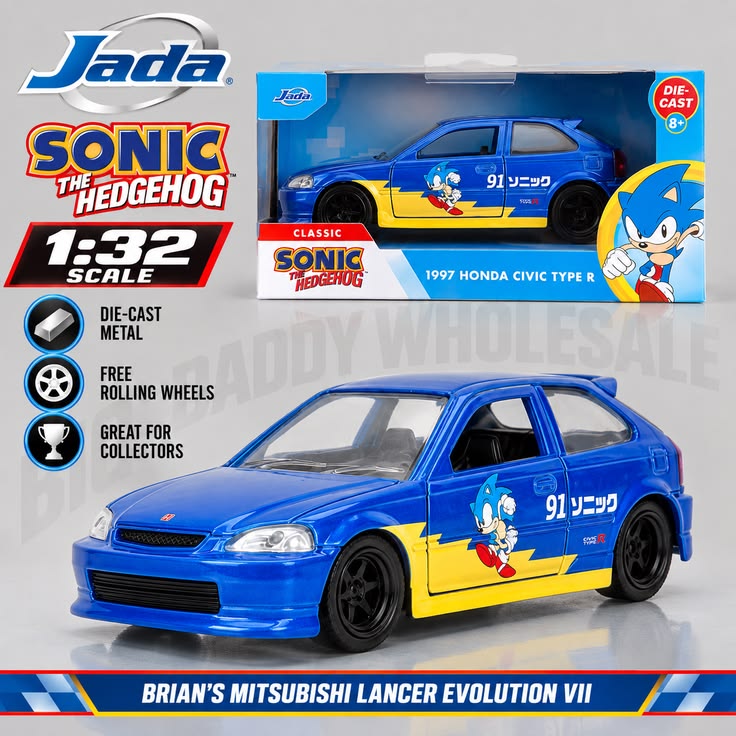 Jada Toys Sonic Honda Civic Type R 1:32 Die-Cast Car