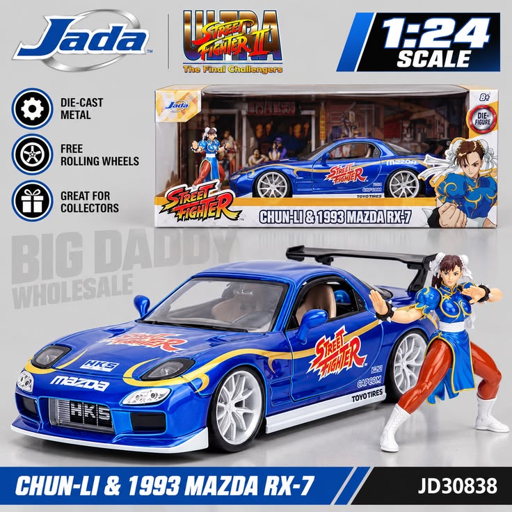 Jada Toys Street Fighter 1993 Mazda RX-7 1:24 Die-Cast Car