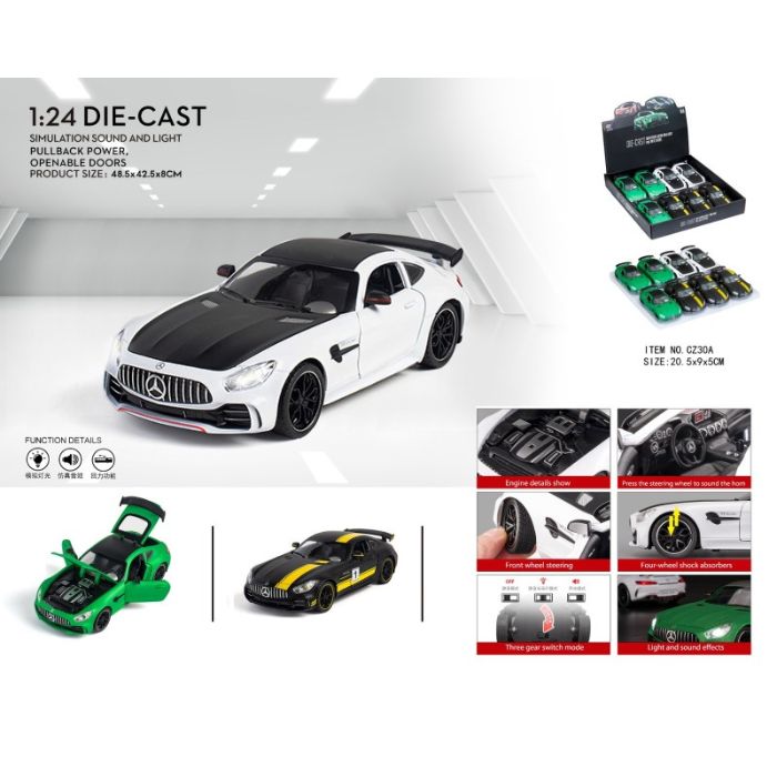 8pcs - Display Box - 1:24 Merc-Bennz AMZ GTR. Net price 699
