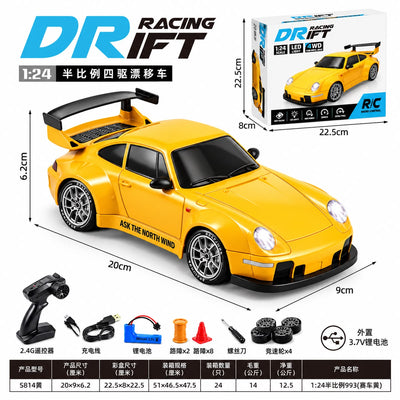 1:24 Drift RC Car Porsch 993 – Yellow