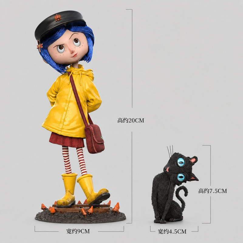 Coraline Movie 18cm Collectible Statue Figure with Cat Companion