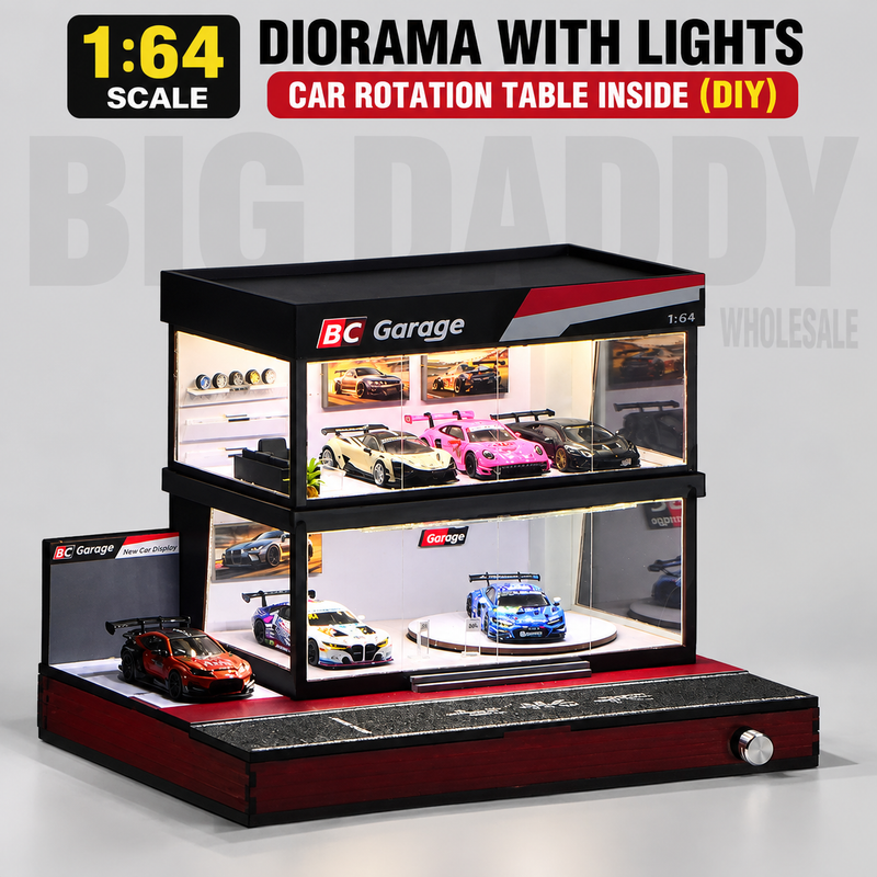 1:64 Scale Car Showroom Diorama with Lights & Rotating Turntable (DIY)