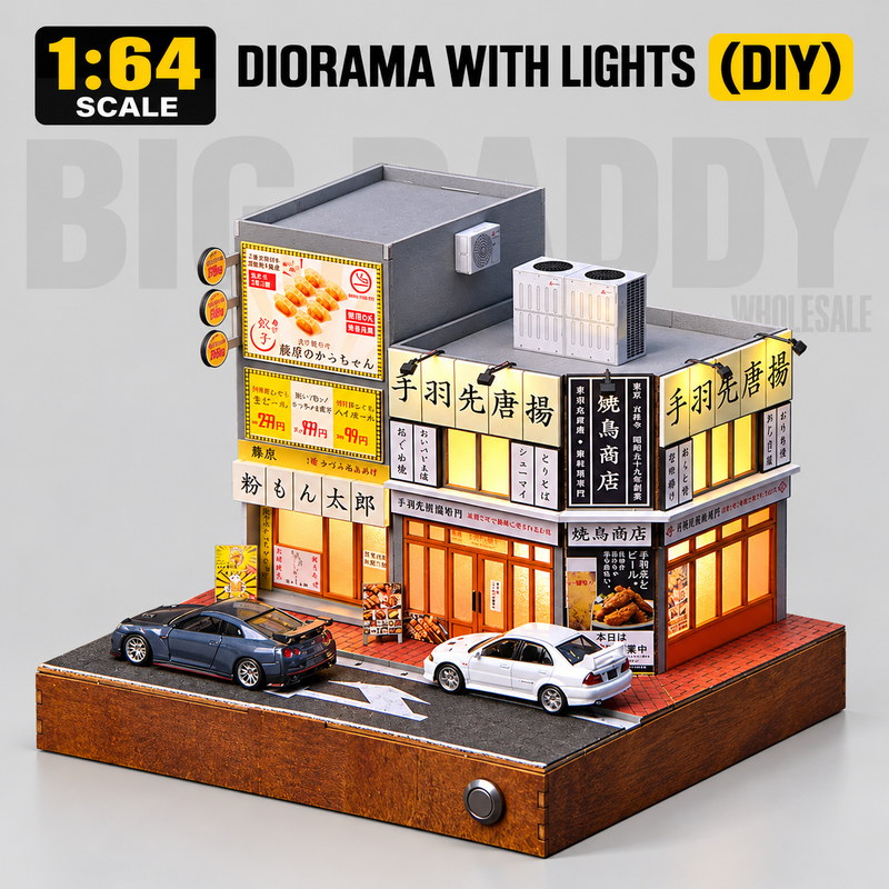1:64 Scale Japanese Restaurant Street Diorama with Lights (DIY)