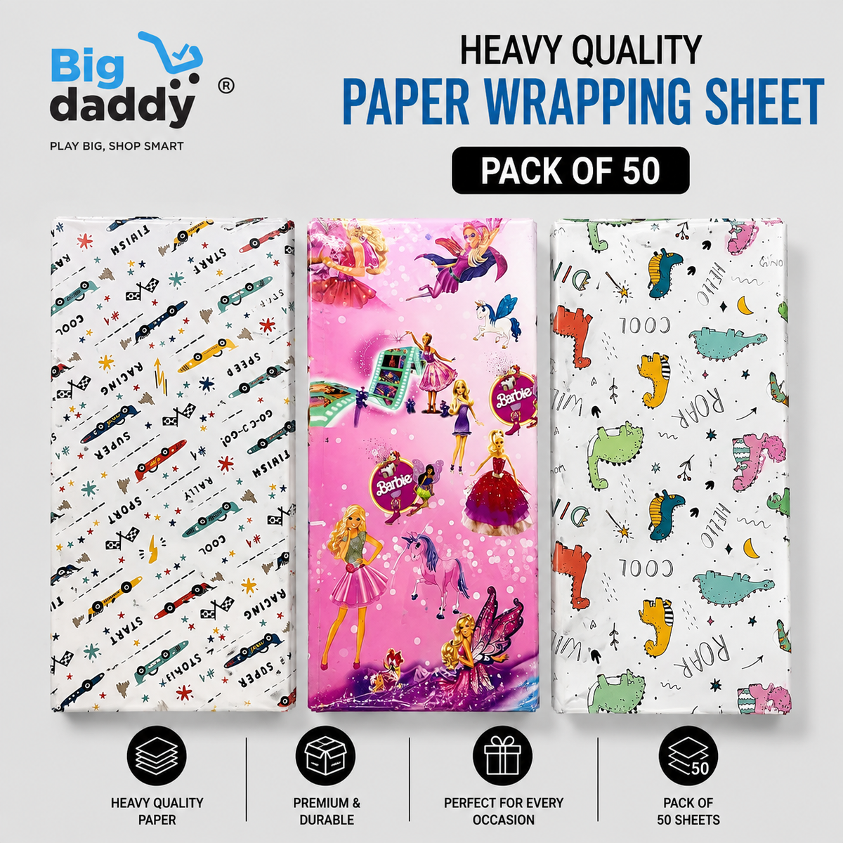 Mix design Princess/ Dino Wrapping sheet pack of 50