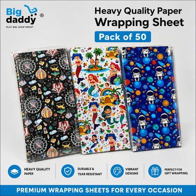 Mix design Space / Mermaid print Paper wrapping sheet Pack of 50