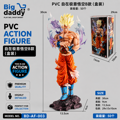Dbz Goku yellow Hair Ultra Instinct On Stone holding ball 30cm
