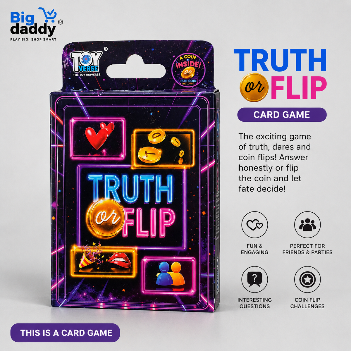 Truth or Flip Trending party Games Pack of 3 ( Net price - 45 )