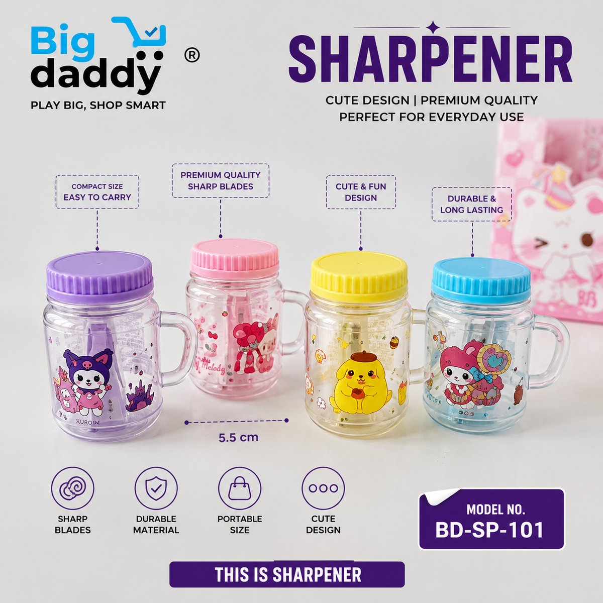 Kuromi Jug sharpener Pack of 32 ( Net price - 15 )