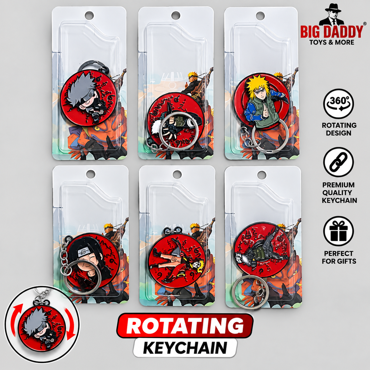 Natuto & Family ix design Rotating keychain Pack of 5 ( Net price 45 )