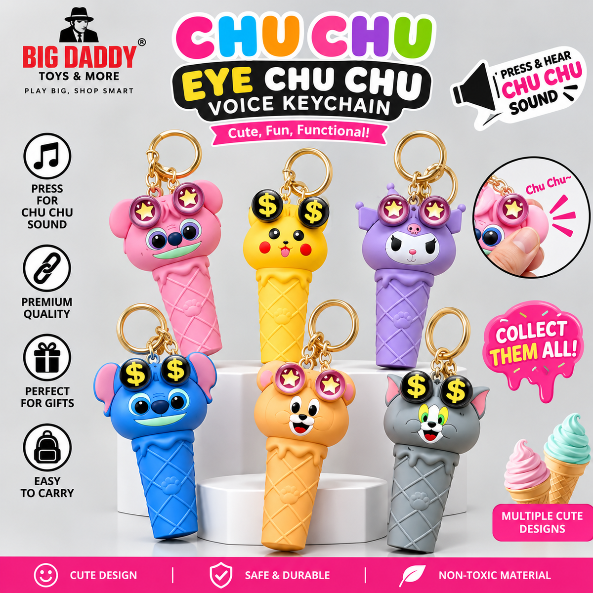 New Trending pop up eyes chu chu keychain Pack of 12 ( Net price - 88 )