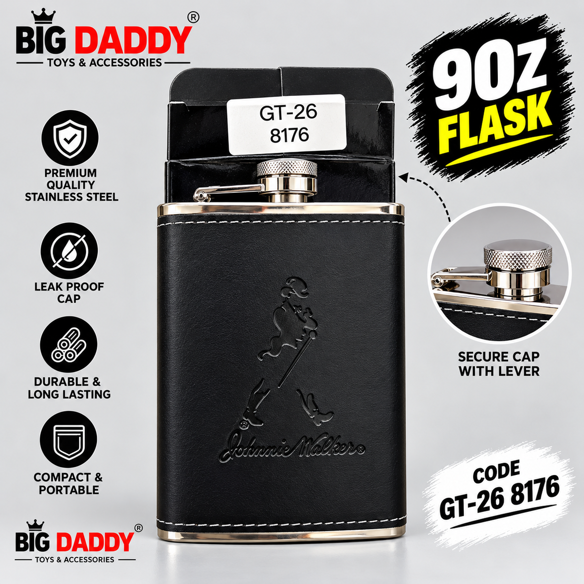Jw Leather Hip flask 9oz Code- GT26