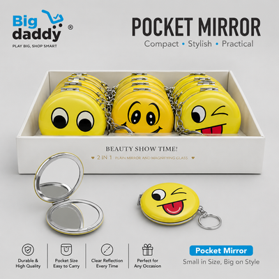 Smiley pocket mirror keychain