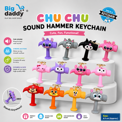 trending chu chu voice hammer Golden keychain Packing of 12 ( Net price -85 )