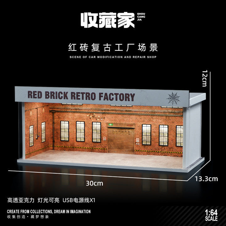 1:64 Scale Red Brick Vintage Factory Diorama