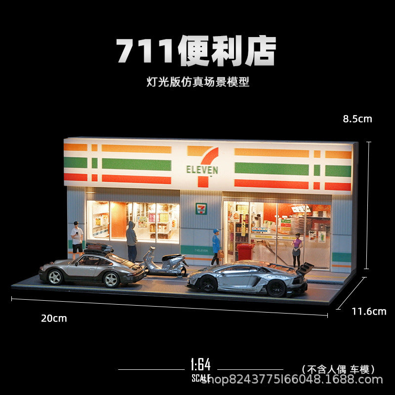 1:64 Scale 7-Eleven Convenience Store Mini Diorama (with LED Light)