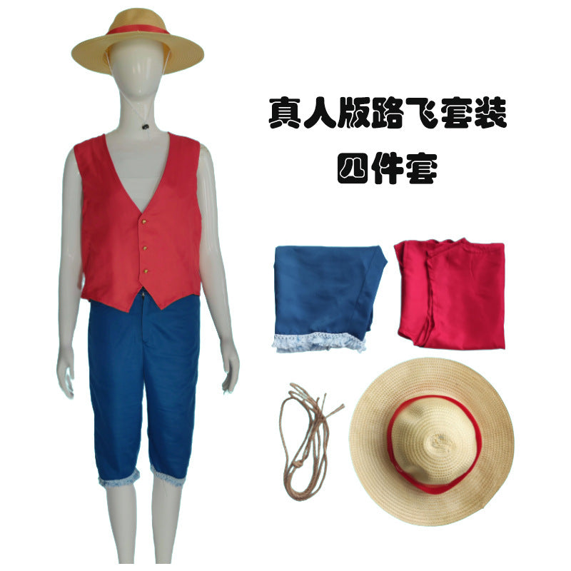 Luffy Half Cut Costume with Cap Medium/ Large
