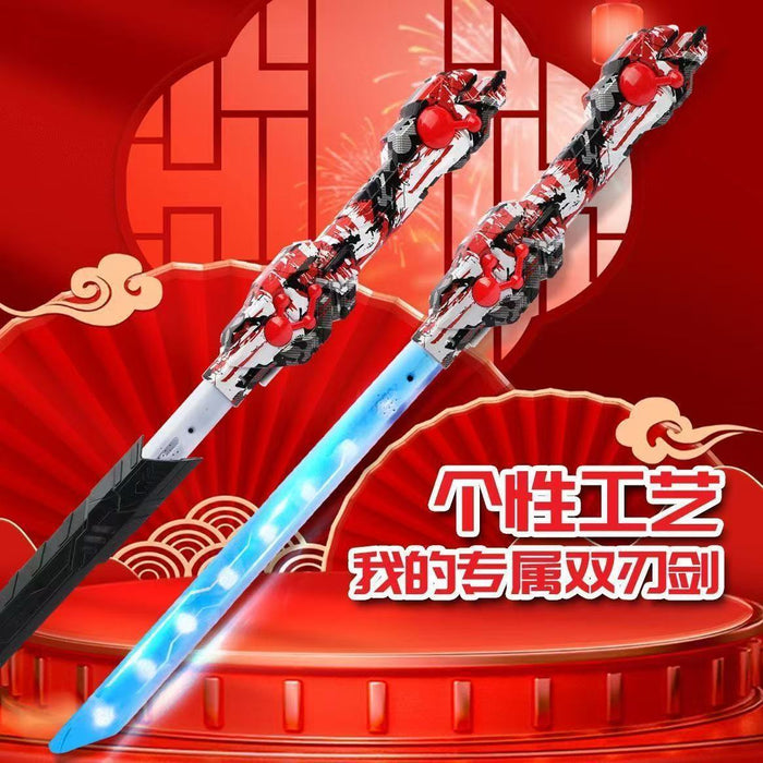 2pcs - 79cm Thunder Laser Rechargeable Retractable Luminous Sword - Double-Headed Retractable Double-Edged Sword Net price 750