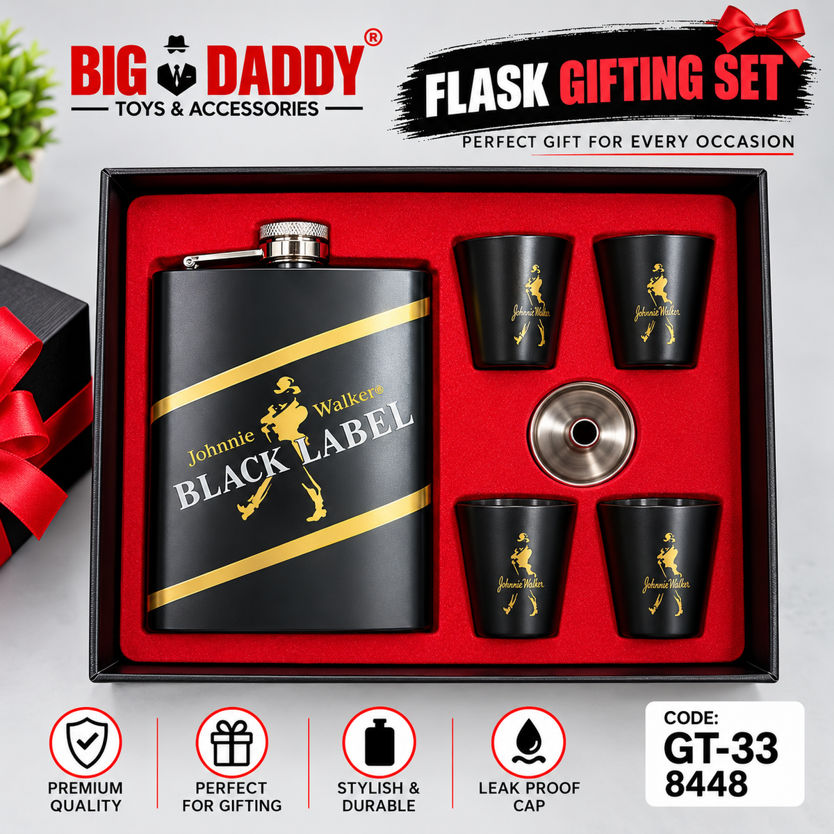 Jw Black label premium gifting flask set - Gt33