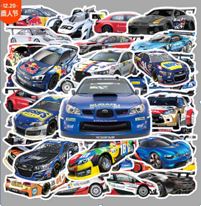 Racing car Stickers set of 50