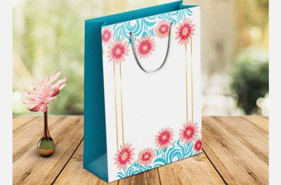 Flower print small size paper gift bag Pack of 12