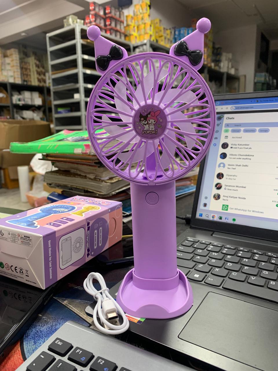 Kuromi shape usb portable fans pack of 2 ( eff price -150 )