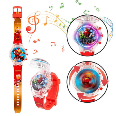 Mix super hero design kids watch with light & music Pack of 6 ( eff price - 110 )