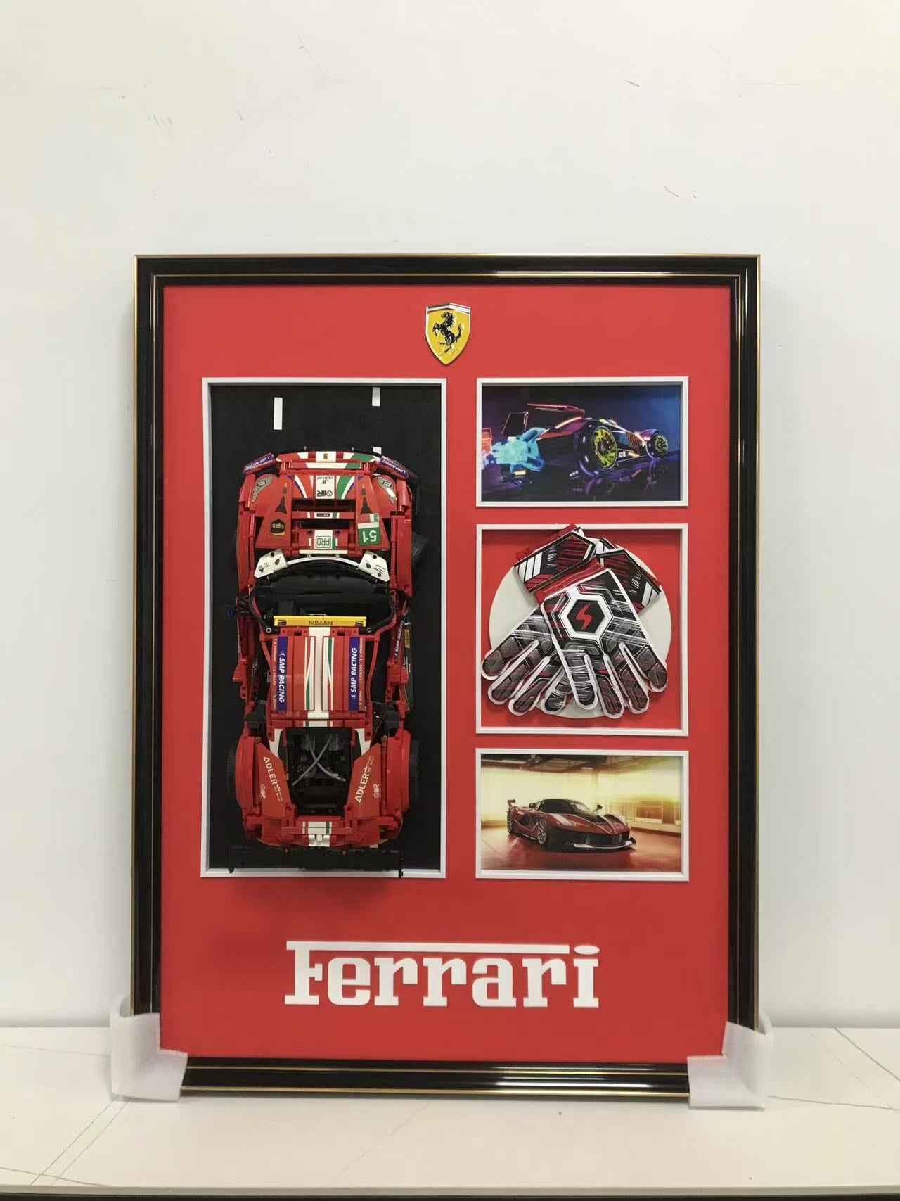 Jumbo size Ferari Die-cast model big wall frame with gloves ( size 85x115 cm )
