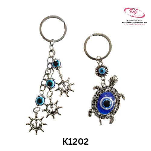 Turtle / wheel design evil eye keychain pack of 12 ( Net price - 35 ) K1202