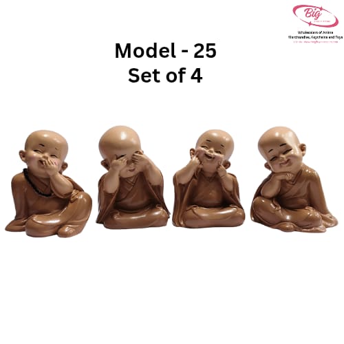 Brown finish small monks set of 4 ( model 25 )