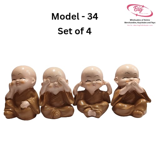 sitting smiling monks set of 4 model no 34