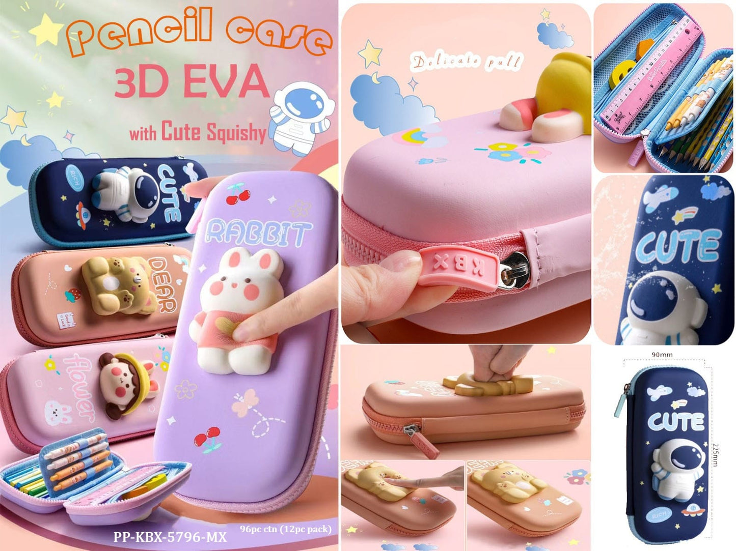 Mix character sponzy pencil pouch Heavy quality