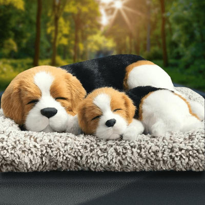 Large size Sleeping dog with puppy musical showpiece matt