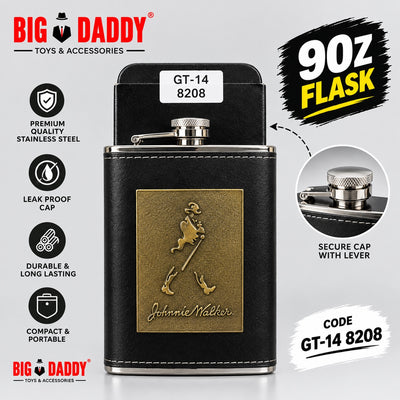 Jonie walker Leather Hip flask 9oz Code- GT14