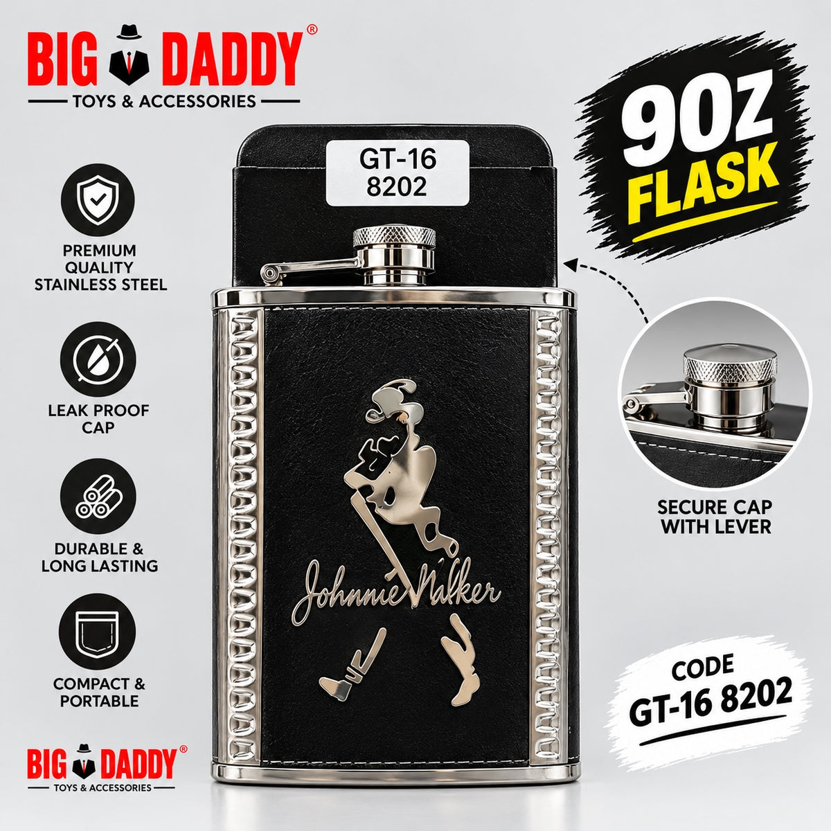 Jw premium steel flask 9oz Code- GT16