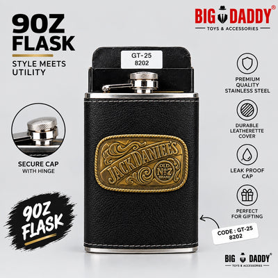 jd Leather Hip flask 9oz Code- GT25b
