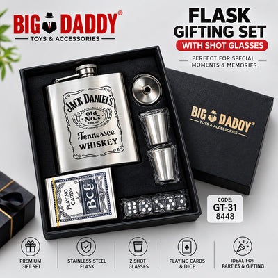 Jd Gifting flask set with glasses & Playing card Code - GT31