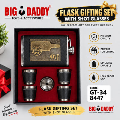 Premium jack Leather Hip flask Gift set Code - GT12