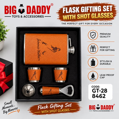 Jw Premium Leather Flask Gift set with 2 glasses Code - GT35