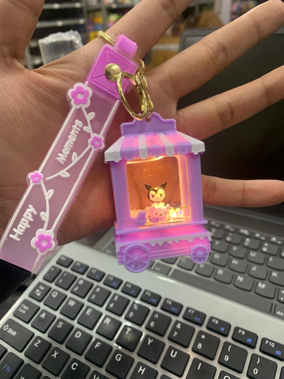 Kuromi jumbo Dome Shape keychain with light