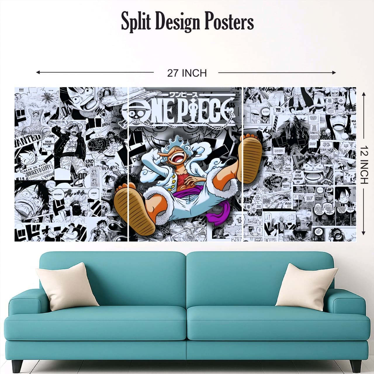 One piece luffy mix design split posters pack of 3 ( net price - 40)