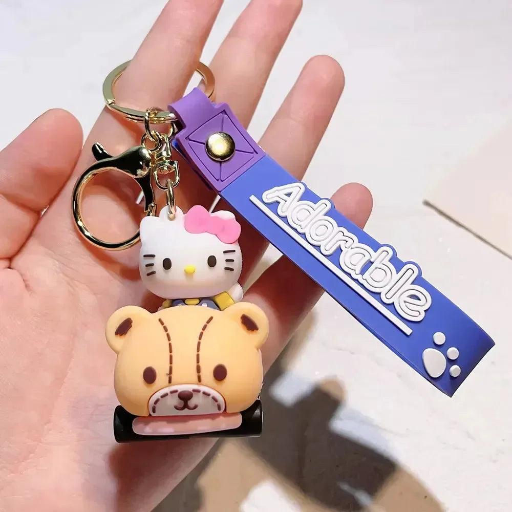 New Kitty in Racing Car Rubber Keychain Pack of 3 (eff price 37)