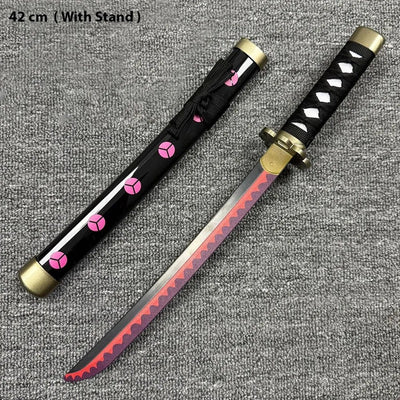 New medium Zoro (Shishui) black wooden katana 42 cm with stand