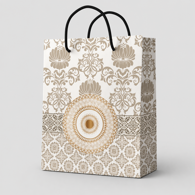 White flower small size paper gift bag (Pack of 12)