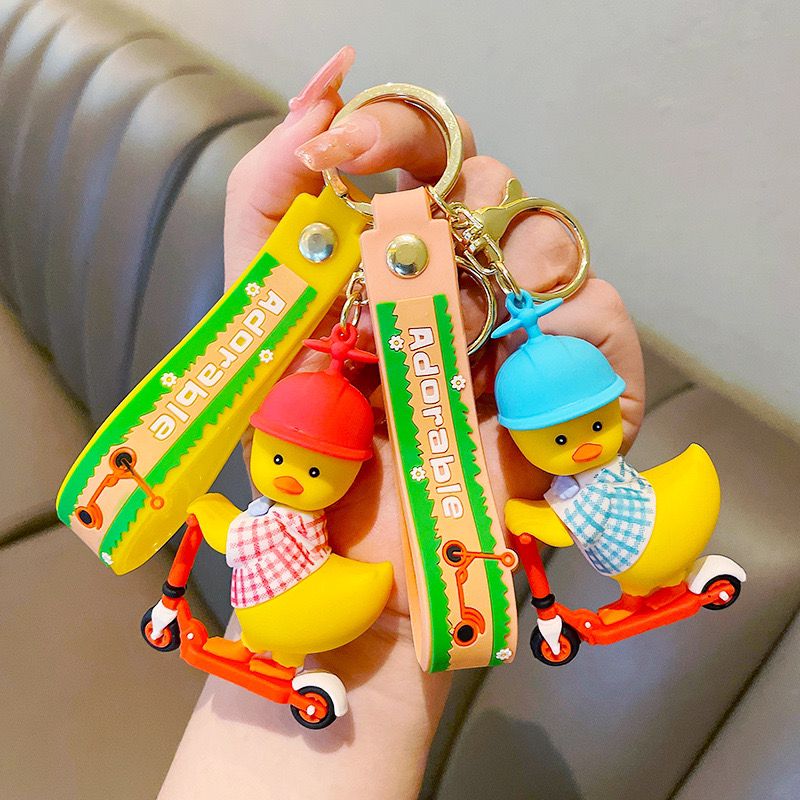 Duck on Skateboard 🛹 rubber keychain pack of 3 (eff price 40)